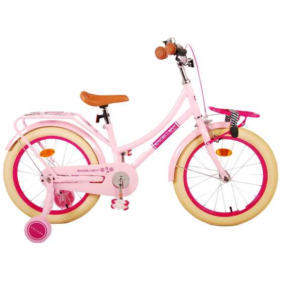 Volare - Barncykel - Excellent 18 Tum Rosa - Fotbroms Med Pakethållare Fram