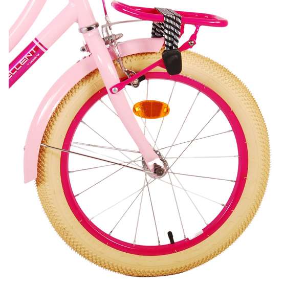 Volare - Barncykel - Excellent 18 Tum Rosa - Fotbroms Med Pakethållare Fram