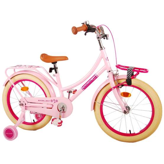 Volare - Barncykel - Excellent 18 Tum Rosa - Fotbroms Med Pakethållare Fram
