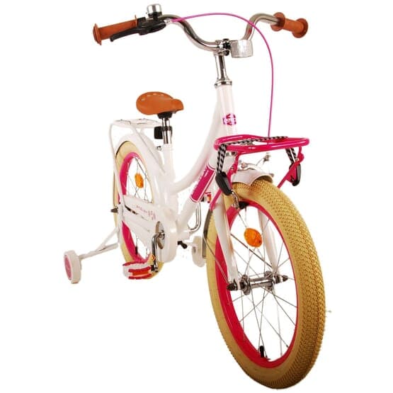 Volare - børnecykel - fremragende 18 tommer hvid - fodbremse med bagagebærer foran