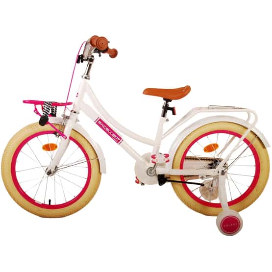 Volare - børnecykel - fremragende 18 tommer hvid - fodbremse med bagagebærer foran