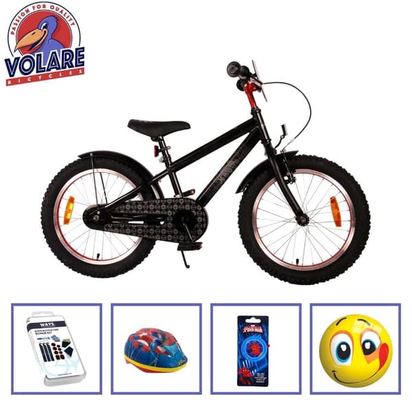 Volare barncykel Spider-Man - 20 tum - Svart - Inklusive cykelhjälm och tillbehör