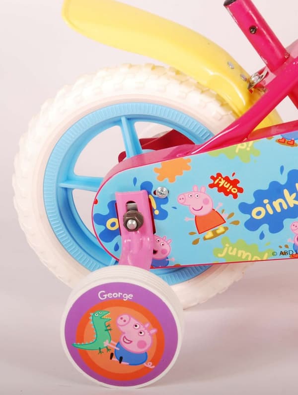 Volare børnecykel Peppa Pig - 10 tommer - Stepper - Inklusiv cykelhjelm og tilbehør