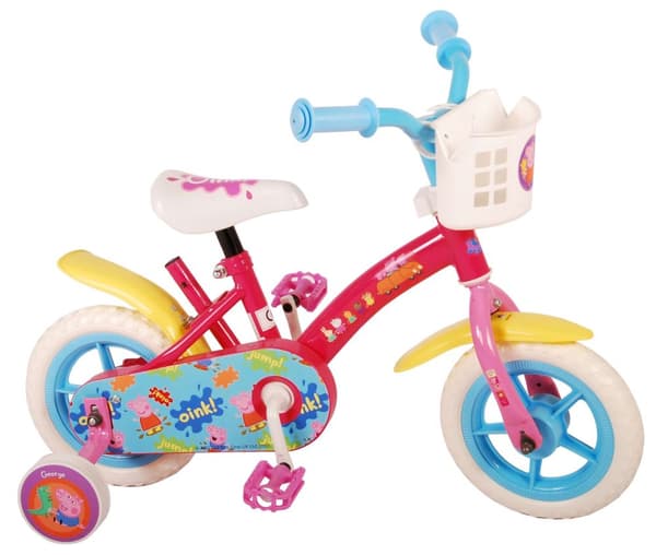 Volare børnecykel Peppa Pig - 10 tommer - Stepper - Inklusiv cykelhjelm og tilbehør