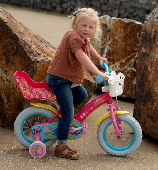 Volare barncykel Peppa Pig - 12 tum - Rosa - Inklusive WAYS däckreparationssats