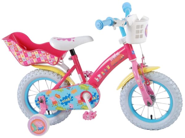 Volare barncykel Peppa Pig - 12 tum - Rosa - Inklusive WAYS däckreparationssats