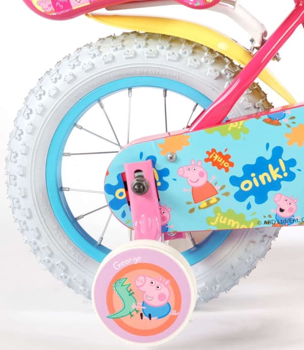 Volare Lasten Polkupyörä Peppa Pig - 12 tuumaa - Pinkki - Pyöräilykypärällä ja tarvikkeilla