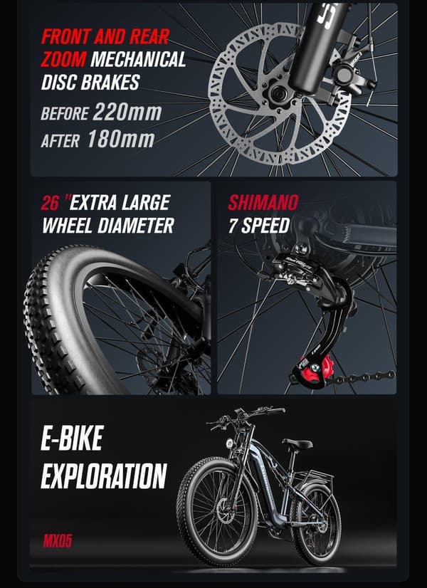 Elcykel Shengmilo MX05 25 km/h Aluminiumram 26 Tum 1000W 48V 17,5Ah Mountain Electric Bike