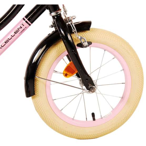 Volare - børnecykel - fremragende 14 tommer sort - fodbremse med cykelkurv
