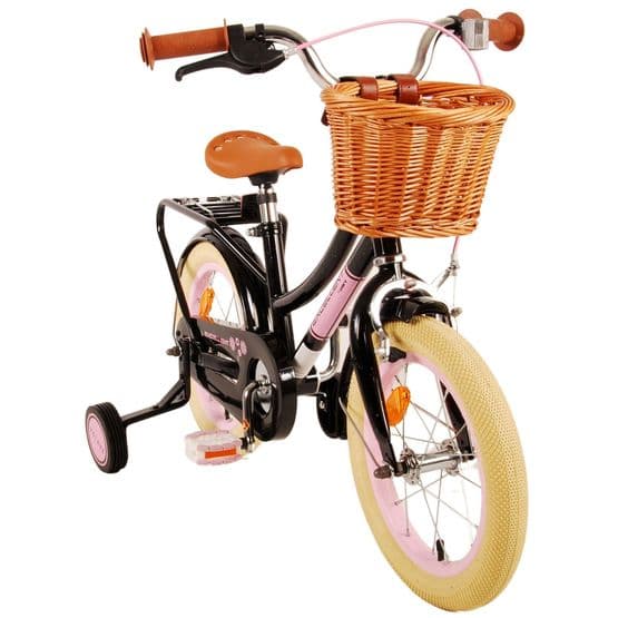 Volare - børnecykel - fremragende 14 tommer sort - fodbremse med cykelkurv