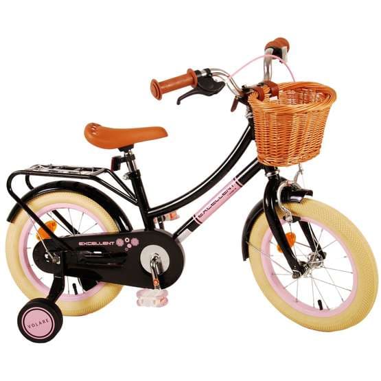 Volare - børnecykel - fremragende 14 tommer sort - fodbremse med cykelkurv
