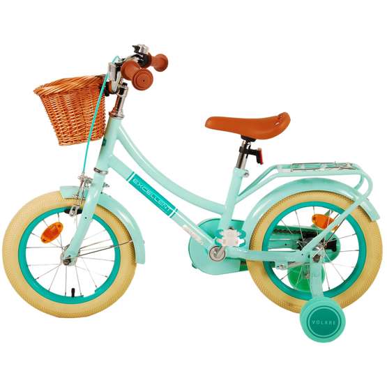 Volare - børnecykel - fremragende 14 tommer grøn - fodbremse med cykelkurv