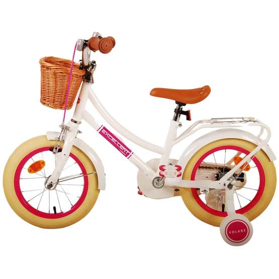 Volare - Barncykel - Excellent 14 Tum Vit - Fotbroms Med Cykelkorg