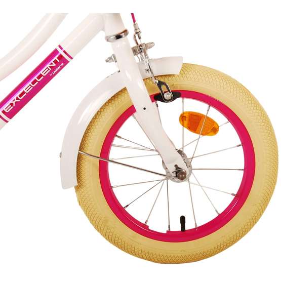 Volare - Barncykel - Excellent 14 Tum Vit - Fotbroms Med Cykelkorg