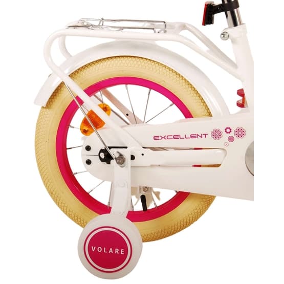 Volare - Barncykel - Excellent 14 Tum Vit - Fotbroms Med Cykelkorg