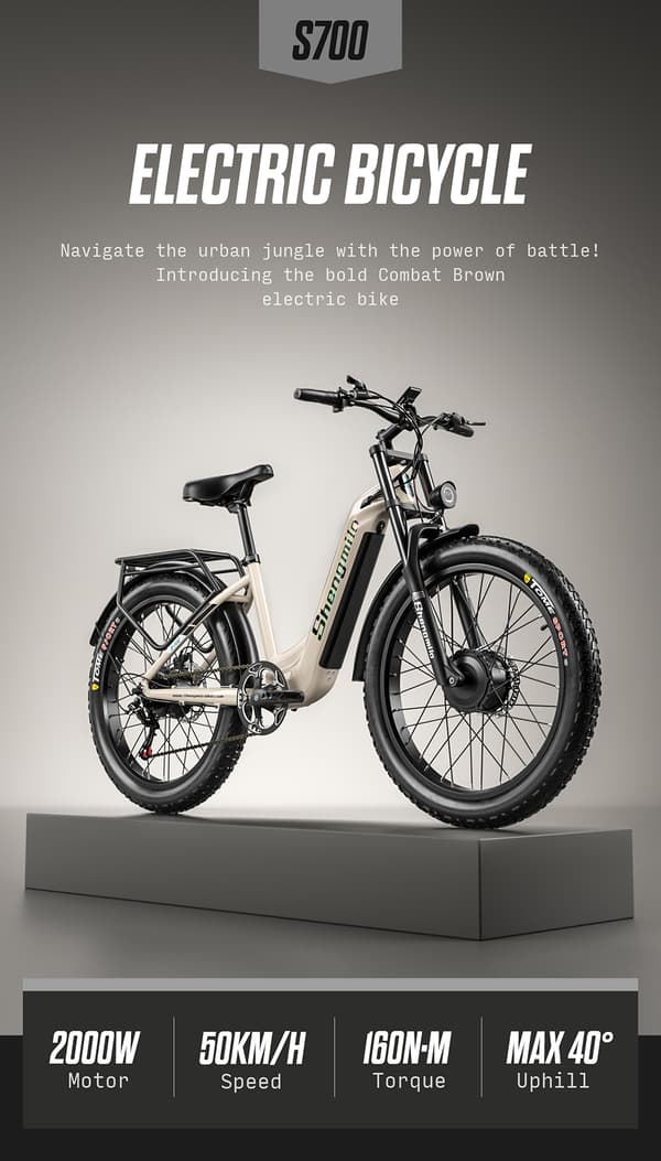 Shengmilo S700 elcykel 2000W elcykel 48V 17.5ah batteri Shimano 7-växlad elcykel 26 tums elcykel med tjocka däck
