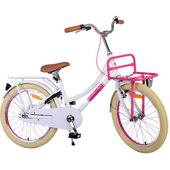 Volare - Barncykel - Excellent 20 Tum Vit - Fotbroms Med Pakethållare Fram