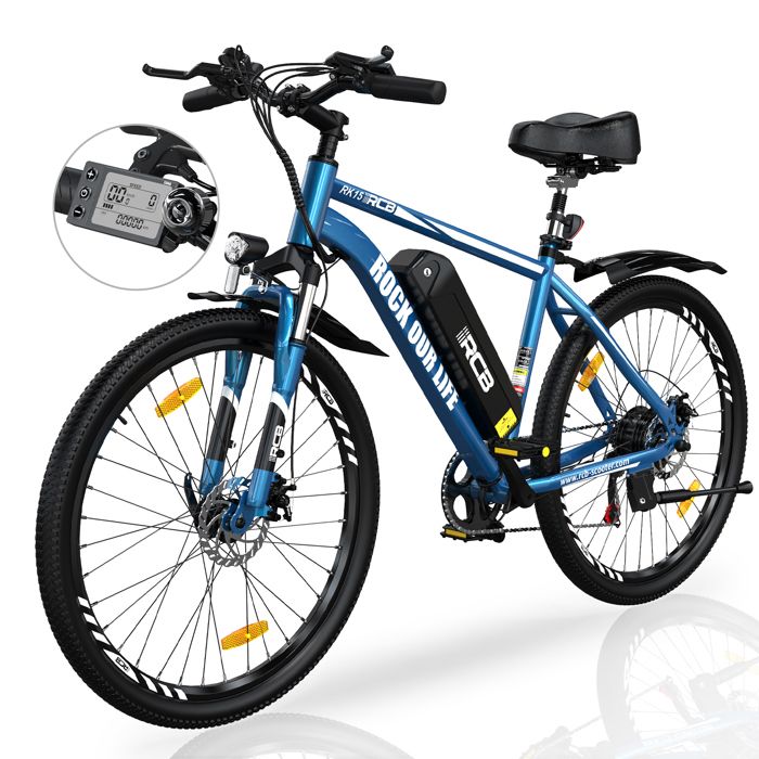 RCB Elcykel E-cykel 26" - 7 hastigheter Max 25km/h - Borttagbart batteri 36V 12 Ah 250W - Electric Assisted Bikes RK15-Blue