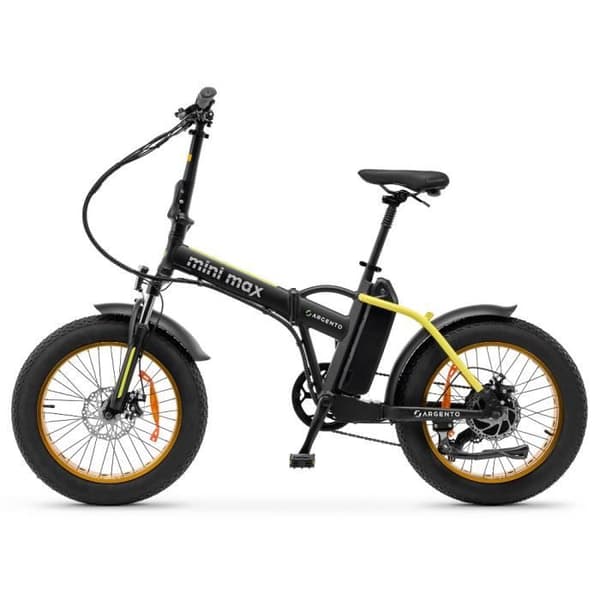 Argento MiniMax hopfällbar elcykel Gul Bafang 36V/250W/60Nm motor, Batt 36V 10,4Ah, Shimano 7-växlad växel. 25 km/h P