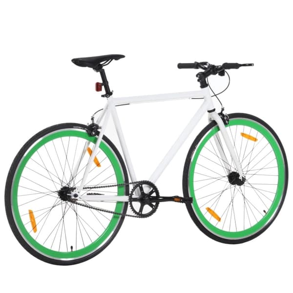 vidaXL Fixed gear cykel vit och grön 700c 51 cm