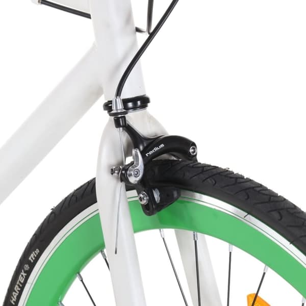 vidaXL Fixed gear cykel vit och grön 700c 51 cm