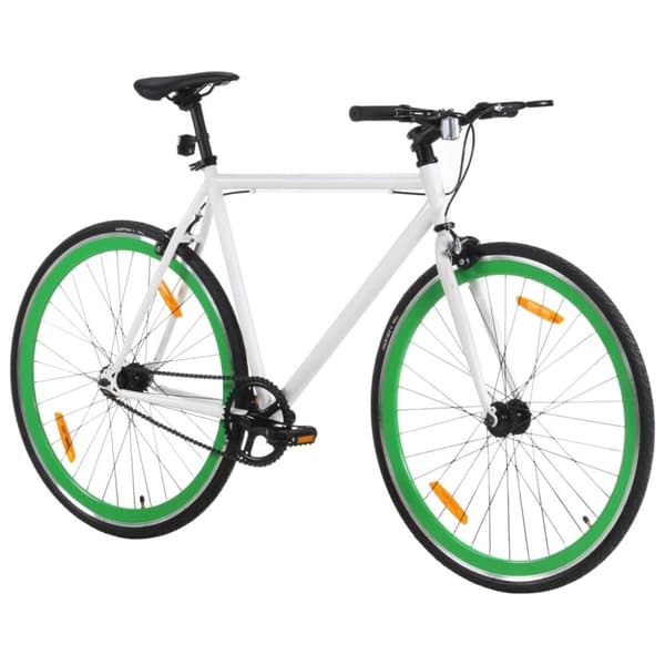 vidaXL Fixed gear cykel vit och grön 700c 51 cm