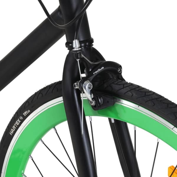 vidaXL Fixed gear cykel svart och grön 700c 55 cm