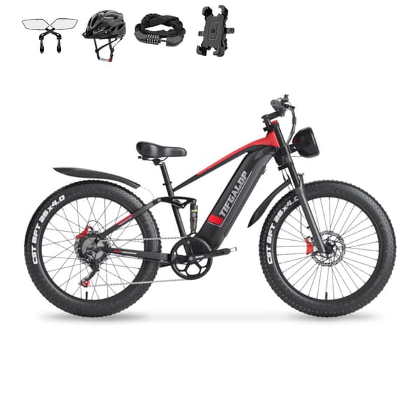 Tifgalop elcykel för vuxna 26" elektrisk mountainbike med 48V 18Ah avtagbart batteri 1000W Fat Bike