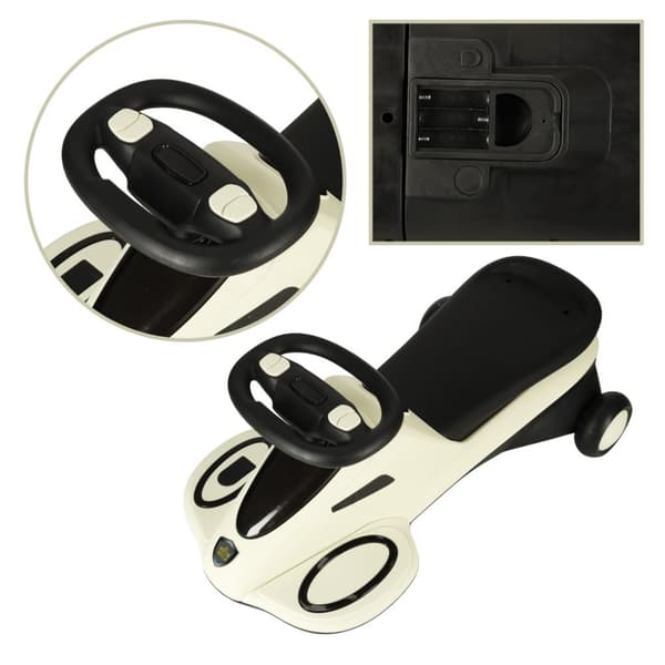 Gravity ride-on med glødende LED hjul med musikspillende scooter 74cm beige og sort max 100kg