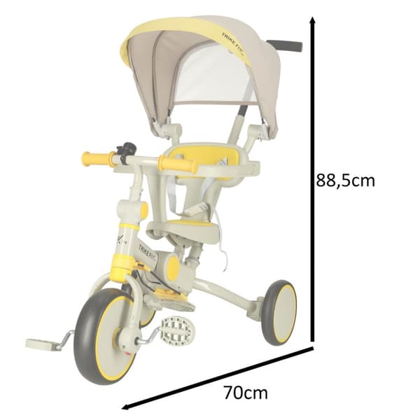 TRIKE FIX V4 trehjulet cykel, gul og grå, med visir