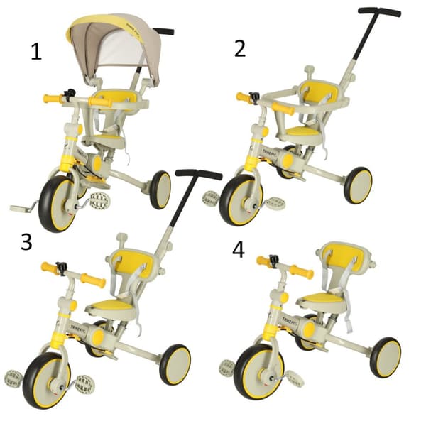 TRIKE FIX V4 trehjulet cykel, gul og grå, med visir