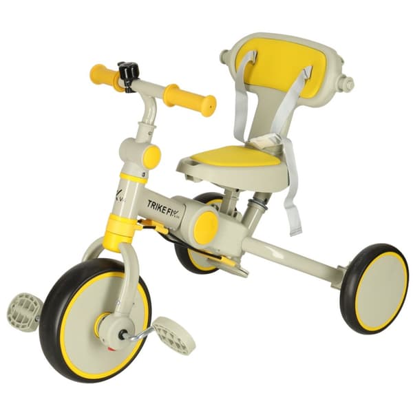 TRIKE FIX V4 trehjulet cykel, gul og grå, med visir
