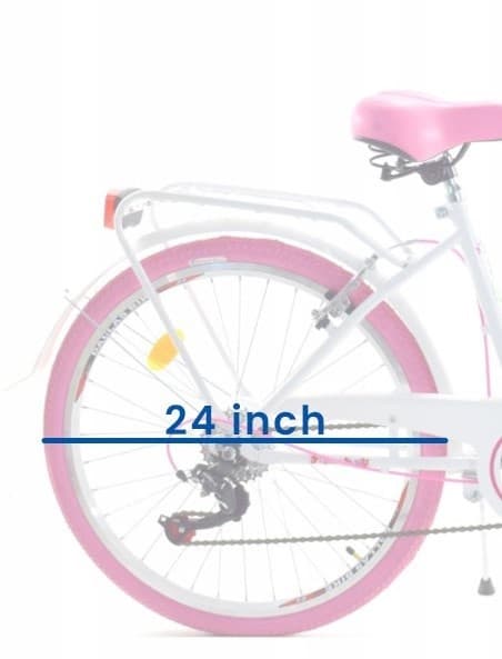 Flickcykel 24 tum robust modell rosa med vit 6 växlar