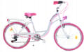 Miniatyrbild 1 av 4: Flickcykel 24 tum robust modell rosa med vit 6 växlar