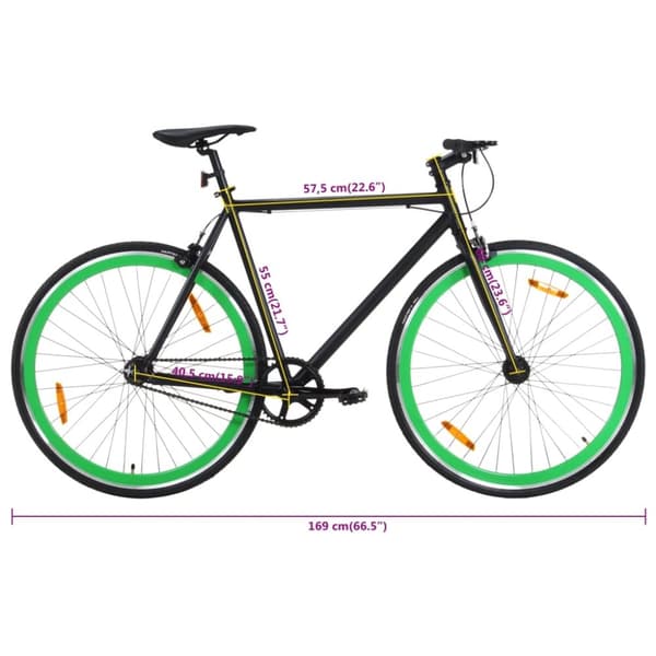 Fixed gear cykel svart och grön 700c 55 cm