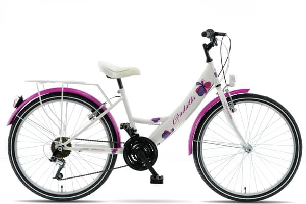 Barncykel 9-12 år Kands Giulietta 130-165 cm 24" hjul, Vit/Rosa
