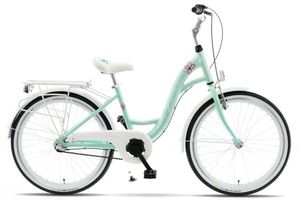 Barncykel Kands Olivia 24" hjul, aluminiumram 130-165 cm hög, 3 växlar Shimano, Mintfärgad