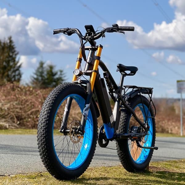 LANKELEISI RV700 Vuxen 1000W fullfjädrad elektrisk cykel 16Ah batteri 26 tum fettdäck elektrisk mountainbike