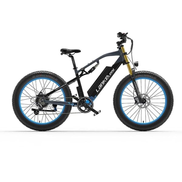 LANKELEISI RV700 Vuxen 1000W fullfjädrad elektrisk cykel 16Ah batteri 26 tum fettdäck elektrisk mountainbike
