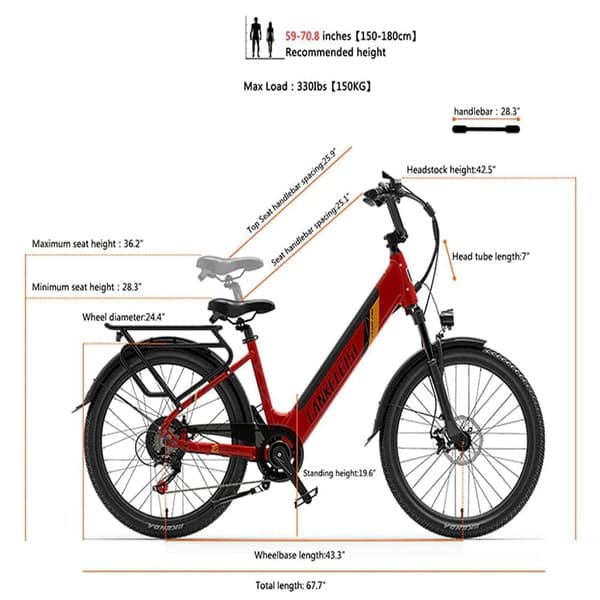 LANKELEISI ES500 elcykel för vuxna, 500W motor, 14,5ah batteri, ren elektrisk räckvidd upp till 70KM, assisterad räckvidd upp till 130KM.
