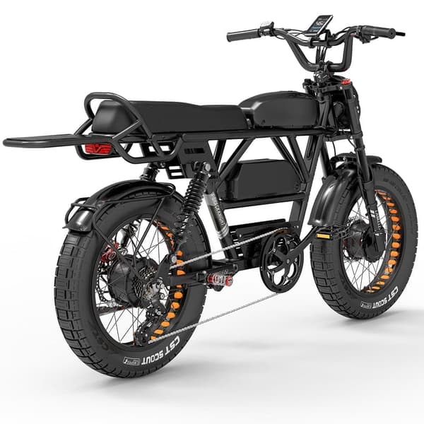 LANKELEISI X-Black Knight 2000W dubbelmotorisk vuxen elcykel, 45Ah Samsung batteri, 20*4,0 CST brett däck, Shimano 7 speed.