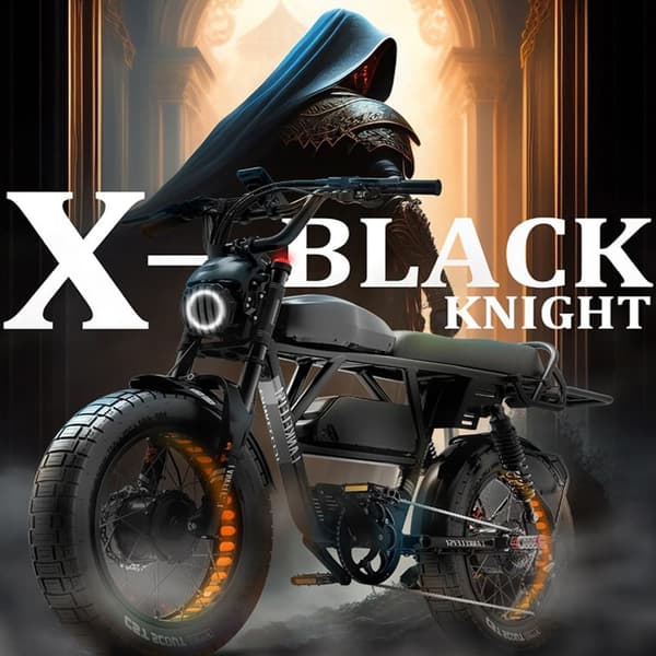 LANKELEISI X-Black Knight 2000W dubbelmotorisk vuxen elcykel, 45Ah Samsung batteri, 20*4,0 CST brett däck, Shimano 7 speed.