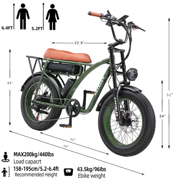 KETELES KF8 1000W/2000W aikuisten kaupunkisähköpyörä, Samsung 23AH akku, 20*4.0 Fat Tire, Shimano 7 Speed, Hydrauliöljylevyjarru.