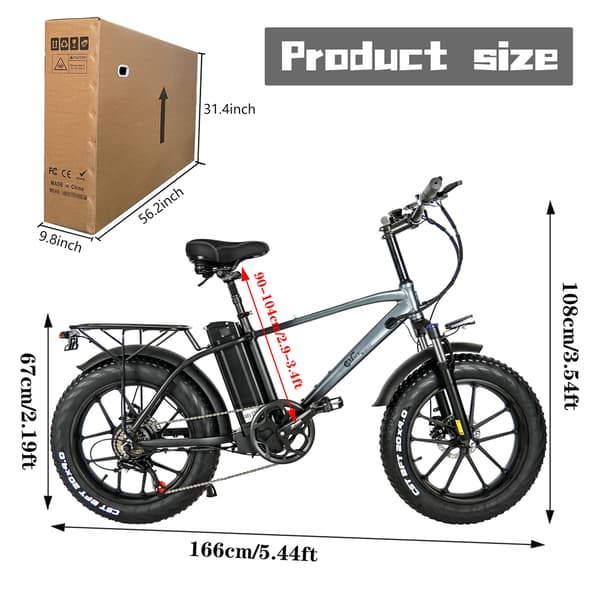 CMACEWHEEL T20 750W voksen city elcykel, 17AH batteri, 20*4.0 fedt dæk, 7 gear.