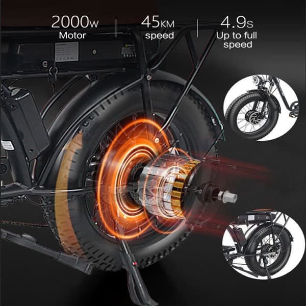 GOGOBEST GF750 Electric City Retro Bike, 2000W moottori, 17.5AH akku, 20*4.0 tuuman renkaat, mekaaniset levyjarrut.