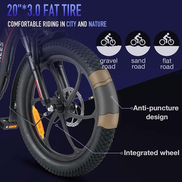 Fafrees F20 Elcykel för vuxna, 250W motor, 16Ah litiumbatteri, 20" * 3,0" däck.
