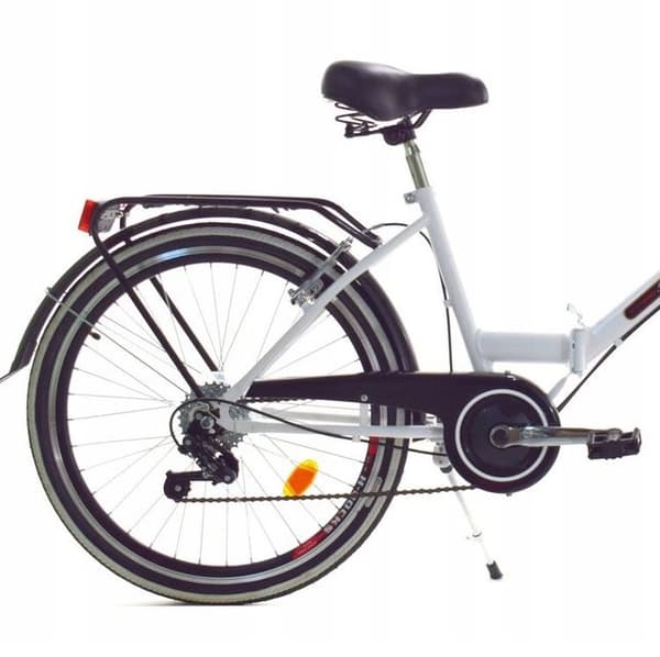 Hopfällbar cykel - 24 tum - 6 växlar - vit, svart