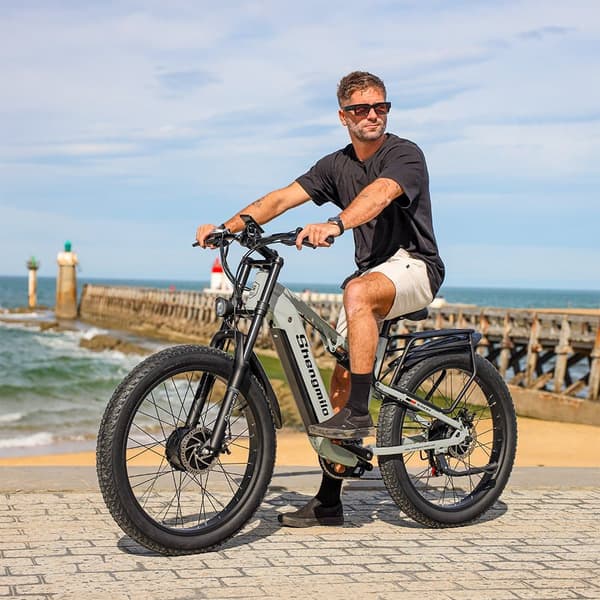 Voksen elektrisk cykel, 48V 17Ah fedt dæk Ebike Motor 2*1000W 48KM / t elektriske cykler 7-trins elektrisk mountainbike