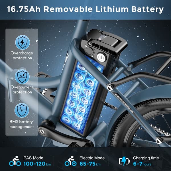 Fafrees F20 Light Adult City Elcykel, 250W borstlös motor, 16,75Ah litiumbatteri, 20" * 1,95" däck, Shimano 7-växlad.