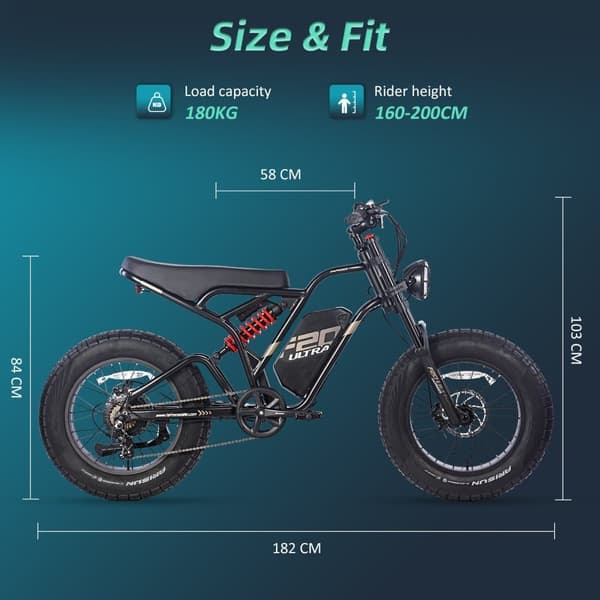 Fafrees F20 Ultra Adult Electric Bike, 750W moottori, 25Ah akku, 20*5.0 Fat Renkaat, SHIMANO 7 Speed.